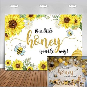 Mocsicka Bee Baby Shower Backdrop Sunflower Sweet Honeycomb Baby Shower Photo Backdrops Bumblebee Bee Day Photography Background (7x5ft)