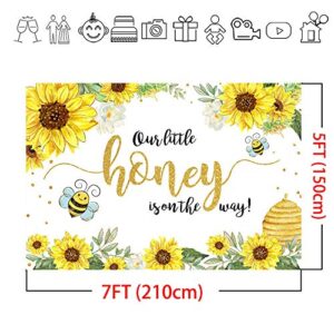 Mocsicka Bee Baby Shower Backdrop Sunflower Sweet Honeycomb Baby Shower Photo Backdrops Bumblebee Bee Day Photography Background (7x5ft)