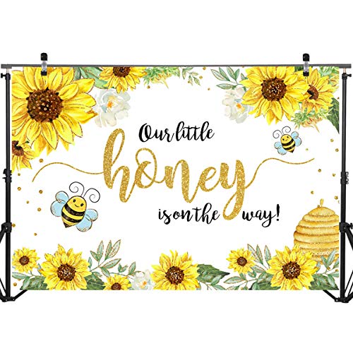 Mocsicka Bee Baby Shower Backdrop Sunflower Sweet Honeycomb Baby Shower Photo Backdrops Bumblebee Bee Day Photography Background (7x5ft)