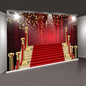 MTMETY 7x5Ft Red Curtain Background Red Carpet Stairs Props Vinyl Photography Video Backdrop NANME853