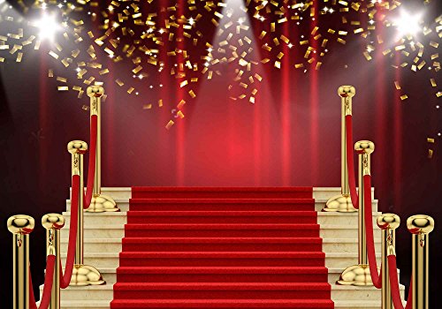 MTMETY 7x5Ft Red Curtain Background Red Carpet Stairs Props Vinyl Photography Video Backdrop NANME853