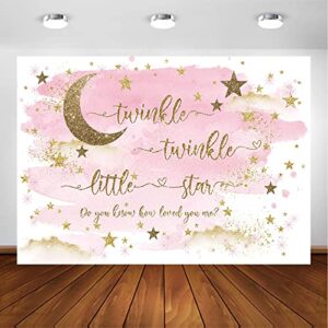 avezano twinkle twinkle little star backdrop for girl gold and pink twinkle boy baby shower party decorations photography background gold stars and moon baby shower party photoshoot backdrops (7x5ft)