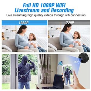 WiFi Spy Hidden Camera Wireless Portable Nanny Cam, Mini 1080P HD Small Security Cameras with Night Vision Motion Detection Alert for Phone APP, Micro Monitor for Home/Car/Office/Baby/Apartment
