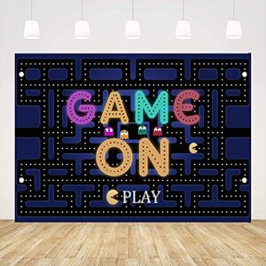 ticuenicoa 9x6ft video game on backdrop girls boys maze photography background colorful lights game on birthday party supplies kids adults gaming party decors baby shower cake table photo booth props