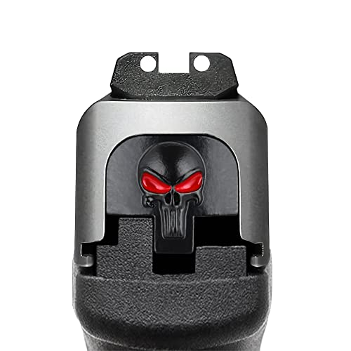 3D Aluminum Rear Cover Slide Back Plate for Smith and Wesson SD9 SD9VE SD40 SD40VE 9mm/.40 Accessories, Black Skull Red Eyes