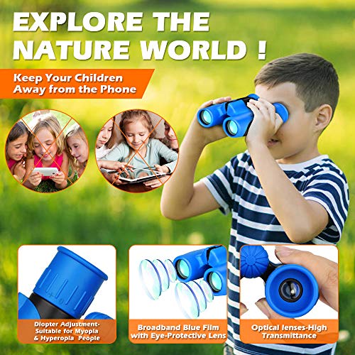 Compact Mini Binoculars for Kids – 8x21 Zoom Kids Binoculars Toy Gift Shock Proof for 3 4 5 6 7 8 9 10 11 12 13 Years Old Boys Girls Bird Watching Sporting Events Children Best Present