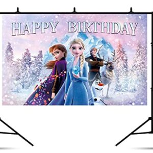 ASCLO Frozen 2 Backdrop for Birthday Party Supplies 5x3ft Frozen Photo Backgrounds Elsa Theme Baby Shower Banner for Birthday Cake Table Decoration, white, One Size