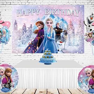 ASCLO Frozen 2 Backdrop for Birthday Party Supplies 5x3ft Frozen Photo Backgrounds Elsa Theme Baby Shower Banner for Birthday Cake Table Decoration, white, One Size