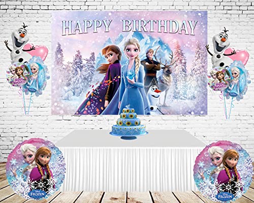 ASCLO Frozen 2 Backdrop for Birthday Party Supplies 5x3ft Frozen Photo Backgrounds Elsa Theme Baby Shower Banner for Birthday Cake Table Decoration, white, One Size