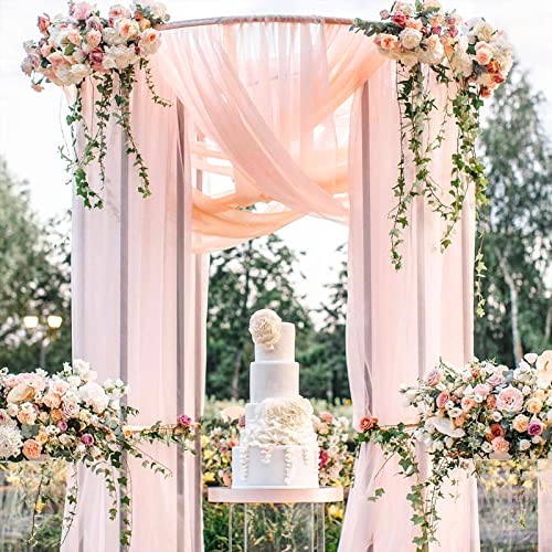 Emart Pink Backdrop Curtains, 10 X 10ft Tulle Chiffon Fabric Drape for Parties Wedding Stage Decoration, Soft Smooth Background Cloth for Baby Shower Photography Birthday Photo Photoshoot