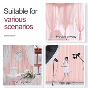 Emart Pink Backdrop Curtains, 10 X 10ft Tulle Chiffon Fabric Drape for Parties Wedding Stage Decoration, Soft Smooth Background Cloth for Baby Shower Photography Birthday Photo Photoshoot