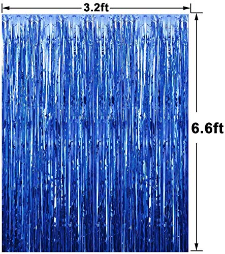 3 Packs 3.2ft x 6.6ft Navy Blue Metallic Tinsel Foil Fringe Curtains Photo Booth Props for Birthday Wedding Engagement Bridal Shower Baby Shower Bachelorette Holiday Celebration Party Decorations