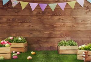 easter backdrops for photography fabric backdrop rustic grass ground colorful flag backdrops for children,studio,party brown wood wall photo studio shooting 7x5ft
