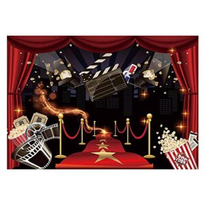 funnytree 7x5ft movie night party backdrop popcorn birthday background premiere marquee red carpet celebrity banner photobooth decorations photo studio props