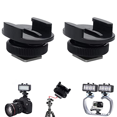 Suptig Mount Light Adapter Cold Shoe Mount Adapter Compatible for SLR Camera Gopro Camera Suptig Light and Other Action Cameras (2 Pack) Black