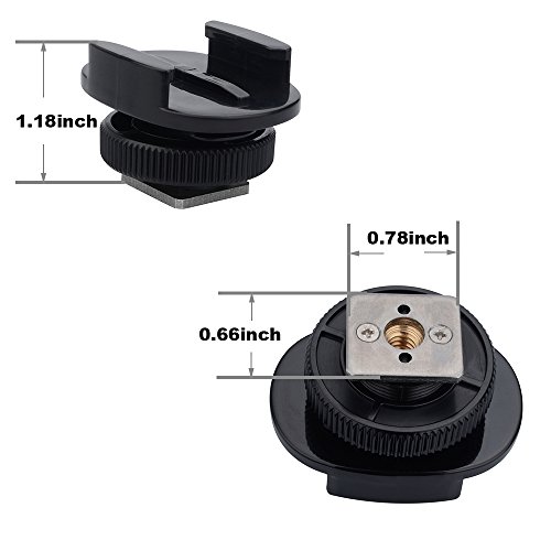 Suptig Mount Light Adapter Cold Shoe Mount Adapter Compatible for SLR Camera Gopro Camera Suptig Light and Other Action Cameras (2 Pack) Black
