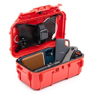 evergreen 57 waterproof dry box protective case – travel safe/mil spec/usa made – for cameras, phones, ammo can, camping, hiking, boating, water sports, knives, & survival (red)