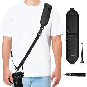 arvok camera strap with camera wrist strap, camera straps for photographers with quick release and safety tether, adjustable camera shoulder strap for nikon canon sony fuji dslr camera
