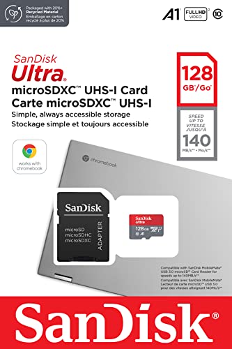 SanDisk 128GB Ultra microSDXC UHS-I Card for Chromebooks - Certified Works with Chromebooks - SDSQUAB-128G-GN6FA