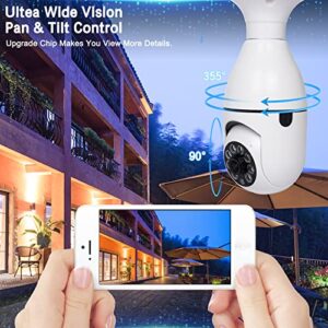 dexinlong Wireless WiFi Light Bulb Security Camera 360 Degree E27 Bulb Security Camera Outdoor 1080P Home Surveillance Cameras System with Human Motion Detection and Alarm (White-1pc)