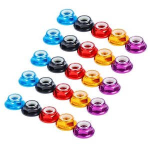 iflight 25pcs m5 lock nuts cw flanged nylon insert aluminum alloy self-locking nuts for rc drone quadcopter motor prop adapter fpv parts (mix colors)