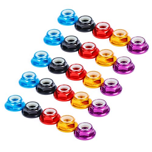 iFlight 25pcs M5 Lock Nuts CW Flanged Nylon Insert Aluminum Alloy Self-Locking Nuts for RC Drone Quadcopter Motor Prop Adapter FPV Parts (Mix Colors)