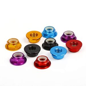 iFlight 25pcs M5 Lock Nuts CW Flanged Nylon Insert Aluminum Alloy Self-Locking Nuts for RC Drone Quadcopter Motor Prop Adapter FPV Parts (Mix Colors)