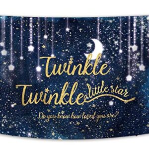 Twinkle Twinkle Little Star Backdrop Night Sky Shinning Star and Moon Galaxy Space Photography Background Glitter Star Children Birthday Baby Shower Party Supplies 7x5FT