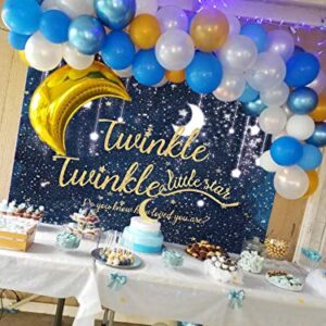 Twinkle Twinkle Little Star Backdrop Night Sky Shinning Star and Moon Galaxy Space Photography Background Glitter Star Children Birthday Baby Shower Party Supplies 7x5FT