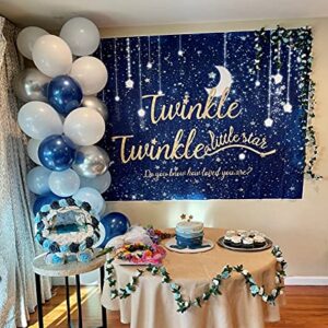 Twinkle Twinkle Little Star Backdrop Night Sky Shinning Star and Moon Galaxy Space Photography Background Glitter Star Children Birthday Baby Shower Party Supplies 7x5FT
