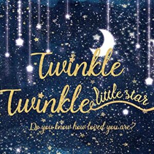 Twinkle Twinkle Little Star Backdrop Night Sky Shinning Star and Moon Galaxy Space Photography Background Glitter Star Children Birthday Baby Shower Party Supplies 7x5FT