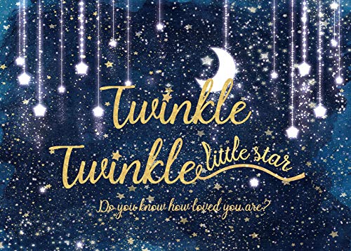 Twinkle Twinkle Little Star Backdrop Night Sky Shinning Star and Moon Galaxy Space Photography Background Glitter Star Children Birthday Baby Shower Party Supplies 7x5FT