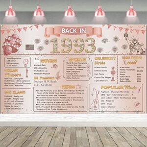 darunaxy rose gold back in 1993 banner, happy 30th birthday party decorations 30 year old backdrop party supplies pink and gold vintage 1993 birthday poster for girls photography background for women