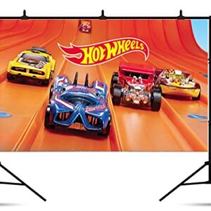 Hot Car Backdrops for Birthday Party Decorations Supplies, Race Cars Photo Backgrounds Boy Cake Table Decorations Banner 5x3ft