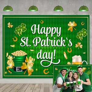 happy st. patrick’s day backdrop irish luck day green shamrock photograpgy backdrop gold coins pot photography background for children adults birthday party decor backdrop (7x5ft: 84×60 inch)
