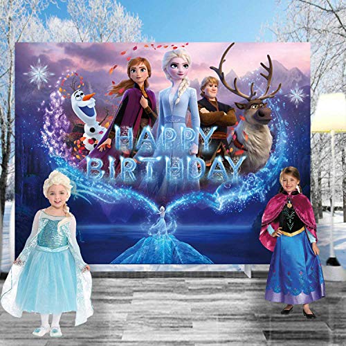 Frozen Backdrop 1st Birthday Backdrop Baby Shower for Girl Elsa Princess Party Supplies Banner Background Photography Ice Castle