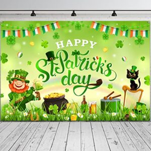 Happy St. Patrick's Day Banner - Irish Clover Yard Sign St. Patrick's Day Photo Background Decoration for St. Patrick's Day Party Decoration Supplies (Background)