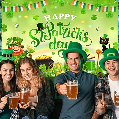 Happy St. Patrick's Day Banner - Irish Clover Yard Sign St. Patrick's Day Photo Background Decoration for St. Patrick's Day Party Decoration Supplies (Background)