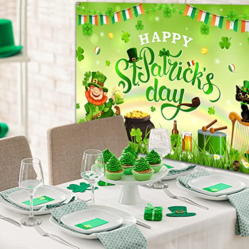 Happy St. Patrick's Day Banner - Irish Clover Yard Sign St. Patrick's Day Photo Background Decoration for St. Patrick's Day Party Decoration Supplies (Background)