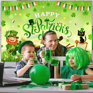 Happy St. Patrick's Day Banner - Irish Clover Yard Sign St. Patrick's Day Photo Background Decoration for St. Patrick's Day Party Decoration Supplies (Background)