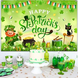 Happy St. Patrick's Day Banner - Irish Clover Yard Sign St. Patrick's Day Photo Background Decoration for St. Patrick's Day Party Decoration Supplies (Background)