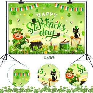 Happy St. Patrick's Day Banner - Irish Clover Yard Sign St. Patrick's Day Photo Background Decoration for St. Patrick's Day Party Decoration Supplies (Background)