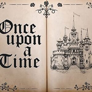 LYCGS 8X6FT Fairy Tale Books Backdrop Once Upon a Time Backdrop Ancient Castle Princess Romantic Photo Background Book Themed Party Background Wedding Birthday Party Decorations Banner X-43