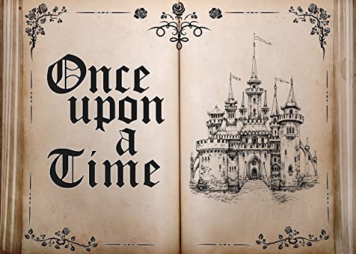 LYCGS 8X6FT Fairy Tale Books Backdrop Once Upon a Time Backdrop Ancient Castle Princess Romantic Photo Background Book Themed Party Background Wedding Birthday Party Decorations Banner X-43