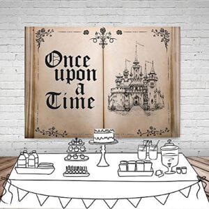 LYCGS 8X6FT Fairy Tale Books Backdrop Once Upon a Time Backdrop Ancient Castle Princess Romantic Photo Background Book Themed Party Background Wedding Birthday Party Decorations Banner X-43