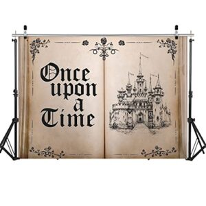 LYCGS 8X6FT Fairy Tale Books Backdrop Once Upon a Time Backdrop Ancient Castle Princess Romantic Photo Background Book Themed Party Background Wedding Birthday Party Decorations Banner X-43