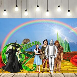 WANNHSZF Green Castle Gold Road Backdrop for Party Decorations, Retro Movie Photo Backgrounds, The Wizard of OZ Theme Baby Shower Banner , Booth Studio Props Birthday Cake Table Decoration, 5x3ft