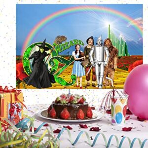 WANNHSZF Green Castle Gold Road Backdrop for Party Decorations, Retro Movie Photo Backgrounds, The Wizard of OZ Theme Baby Shower Banner , Booth Studio Props Birthday Cake Table Decoration, 5x3ft