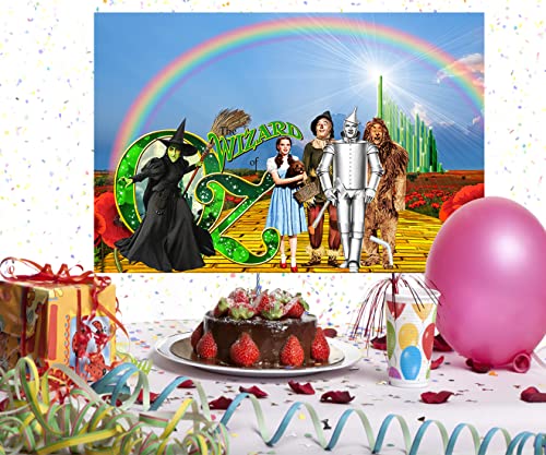 WANNHSZF Green Castle Gold Road Backdrop for Party Decorations, Retro Movie Photo Backgrounds, The Wizard of OZ Theme Baby Shower Banner , Booth Studio Props Birthday Cake Table Decoration, 5x3ft