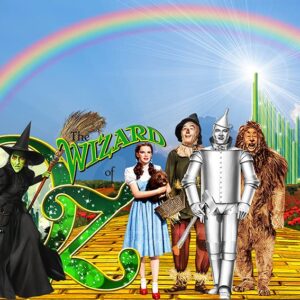 WANNHSZF Green Castle Gold Road Backdrop for Party Decorations, Retro Movie Photo Backgrounds, The Wizard of OZ Theme Baby Shower Banner , Booth Studio Props Birthday Cake Table Decoration, 5x3ft